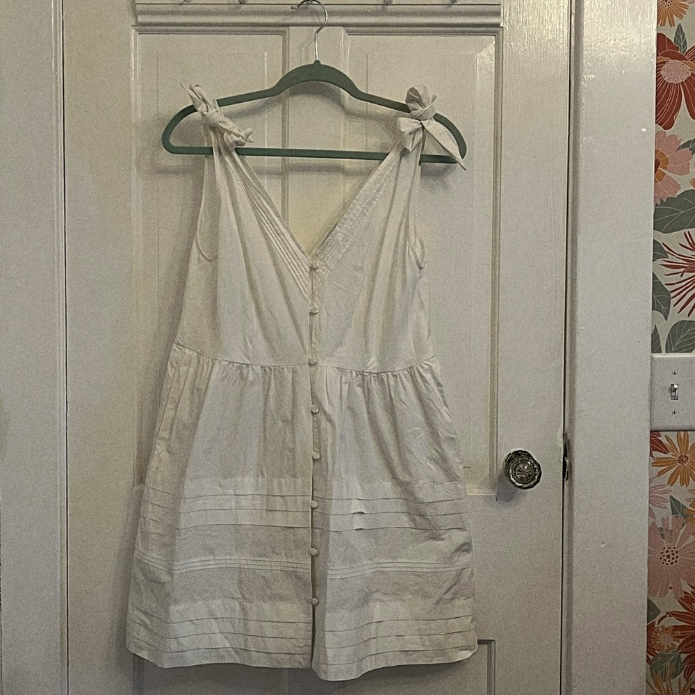 TOPSHOP Ivory Pintuck Button-Down Mini Dress
